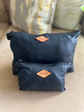 MZ Wallace Black Nylon Pouch Set (2) | Travel Cosmetic Bags Lightweight